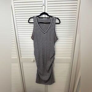 Navy and White Striped Sleeveless Ruched Dress Size XXL